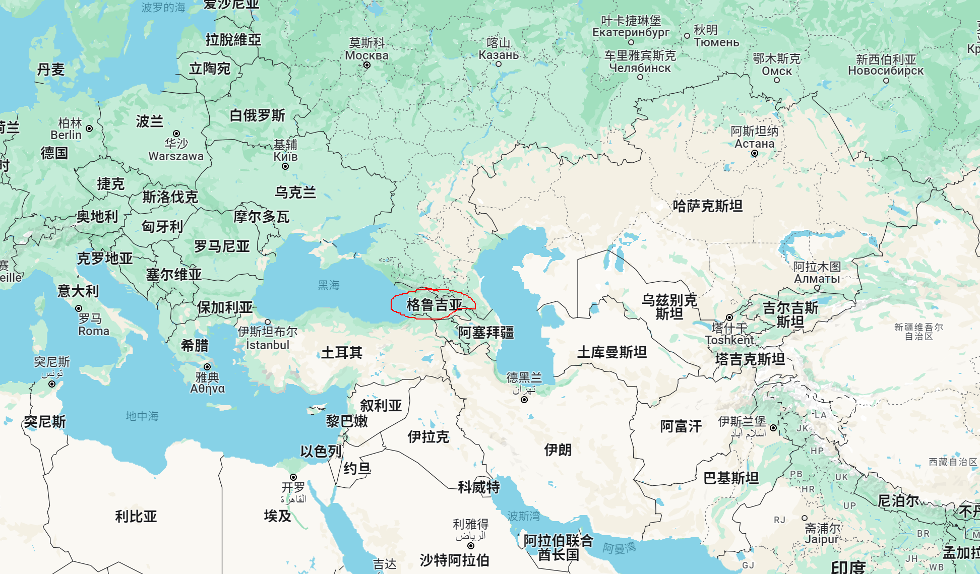 格鲁吉亚地理位置