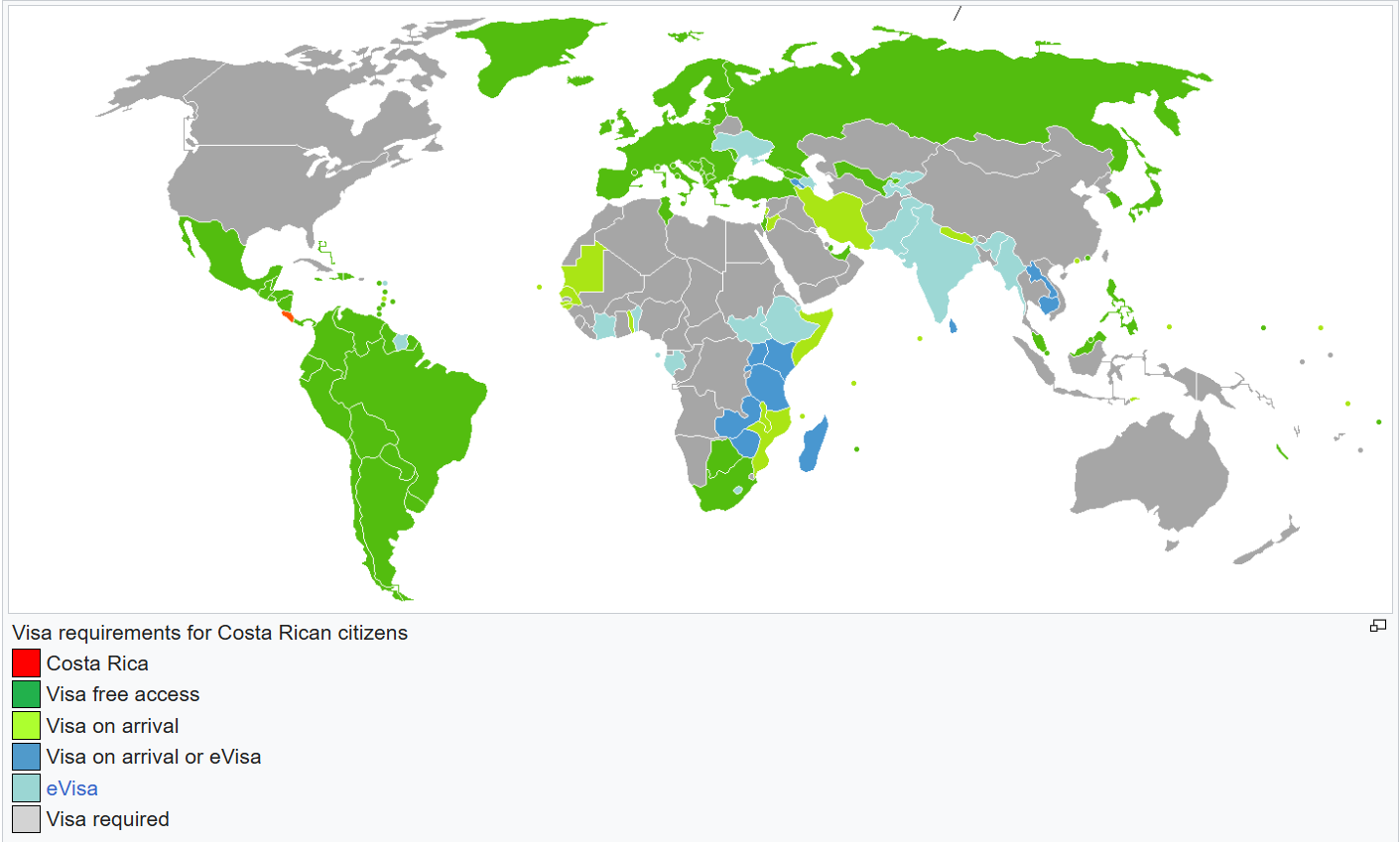 visa requirement for costa rican citizens